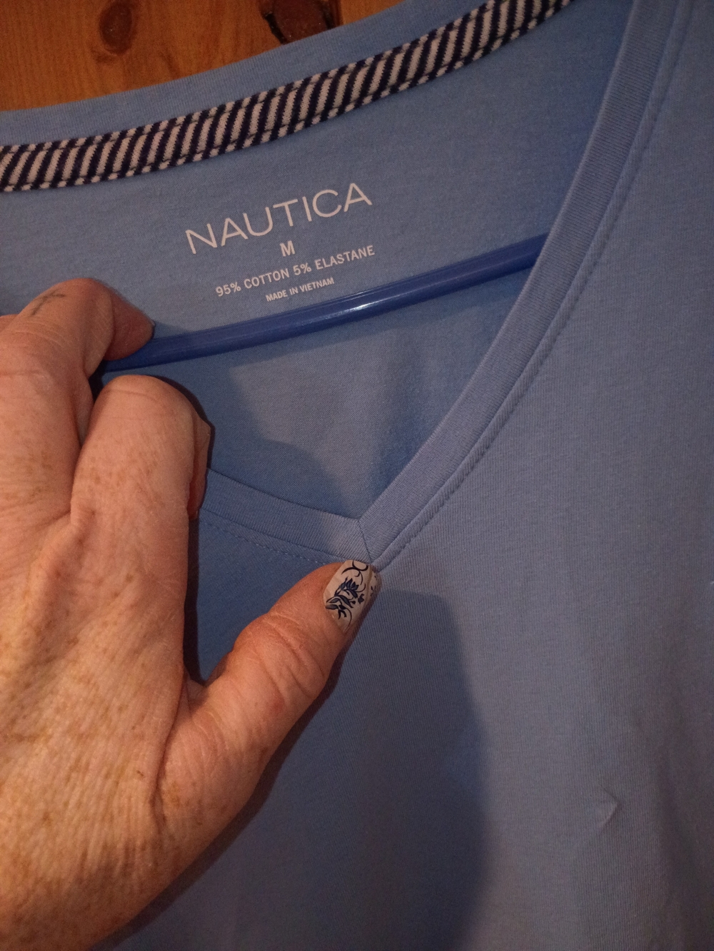 Nautica Women's Sky Blue V-Neck Short Sleeve Tee - Picture 3 of 4